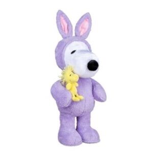 Spring PEANUTS Snoopy Woodstock Purple Easter Bunny Plush Door Greeter 22 inch